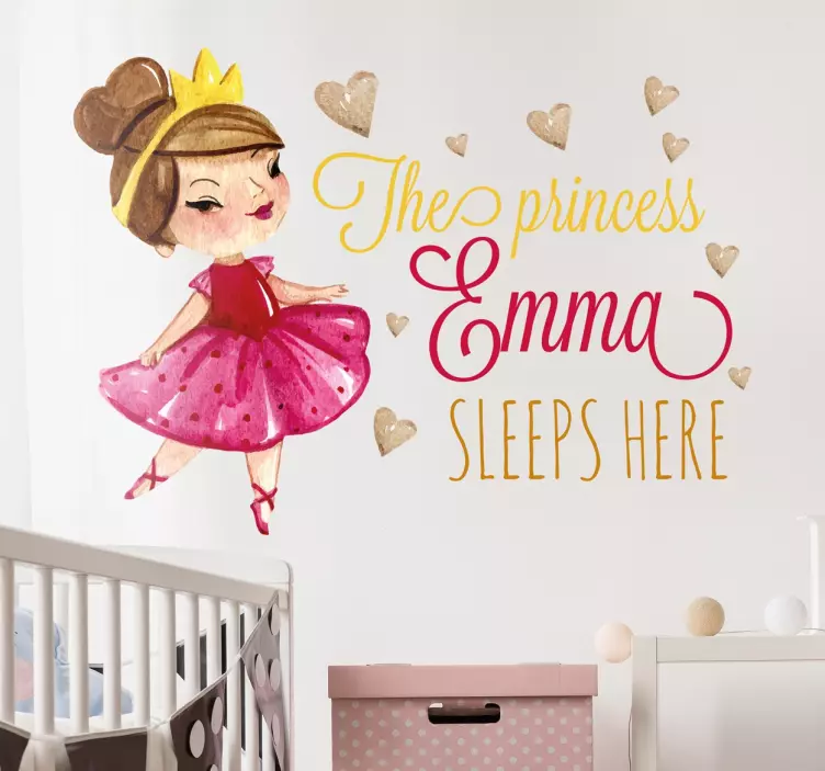 Princess Sleeps Here Personalized Sticker - TenStickers