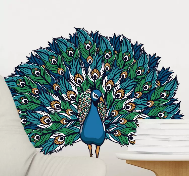Proud peacock bird wall sticker - TenStickers