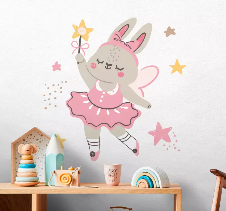 Rabbit fairy  with stars fairy tale decal - TenStickers