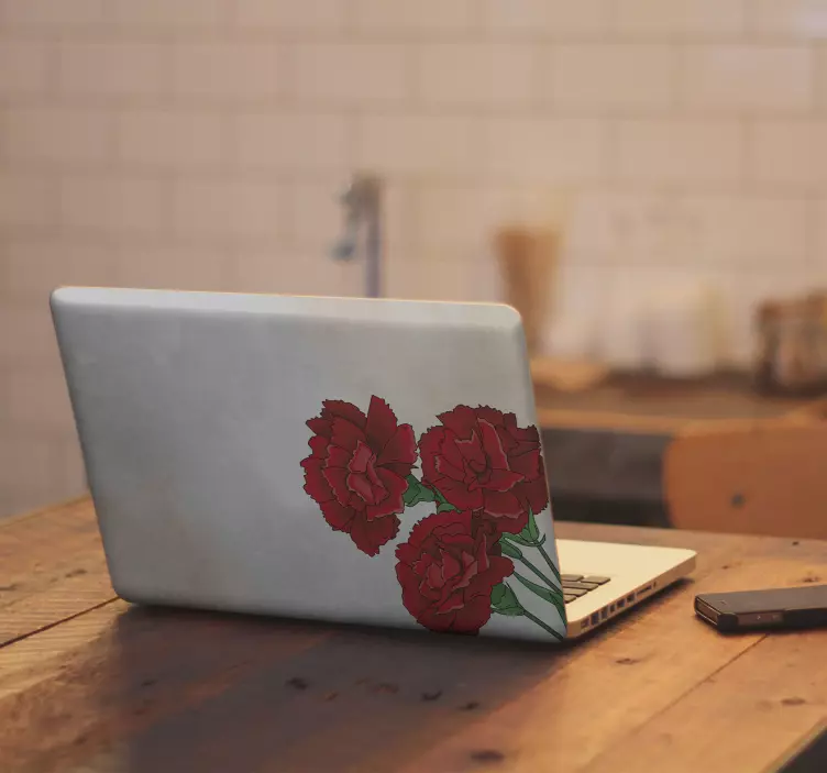 Red carnations laptop skins - TenStickers