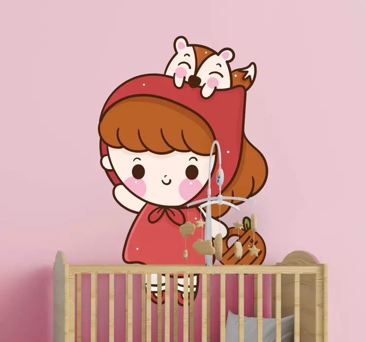 Red riding hood fairy tale sticker - TenStickers