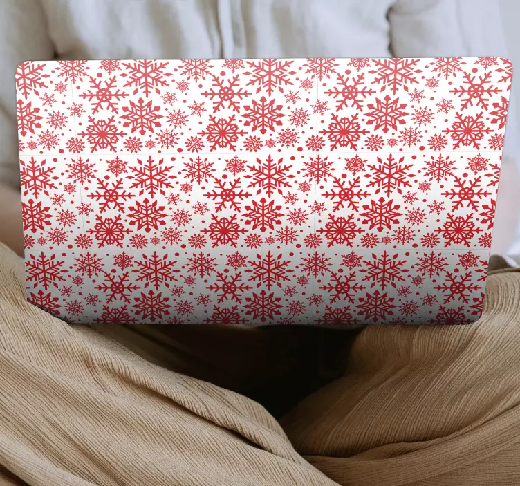 Red snowflakes laptop sticker - TenStickers