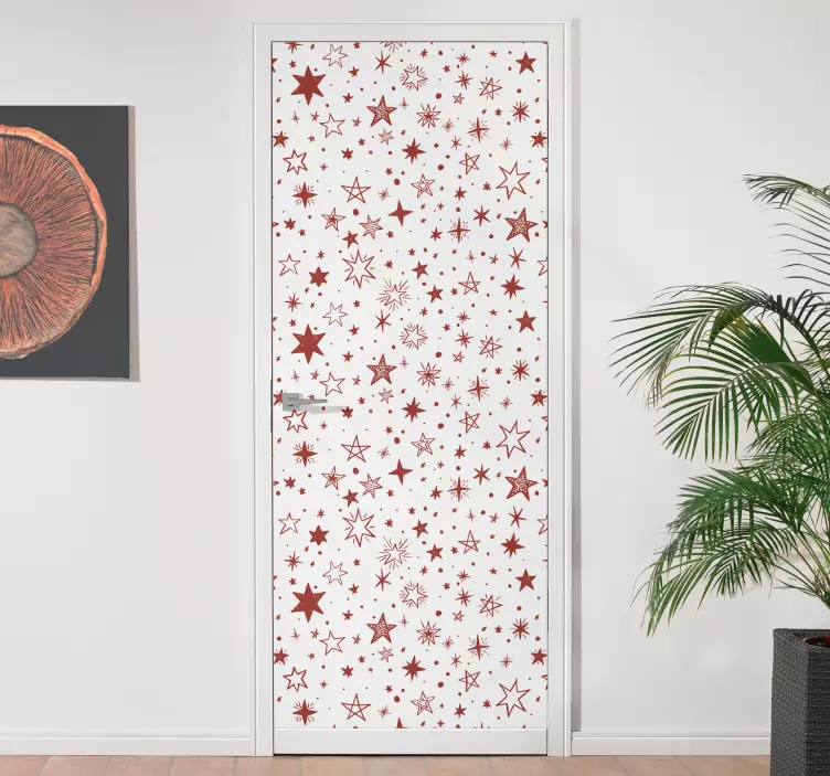 Red Star Pattern door sticker - TenStickers