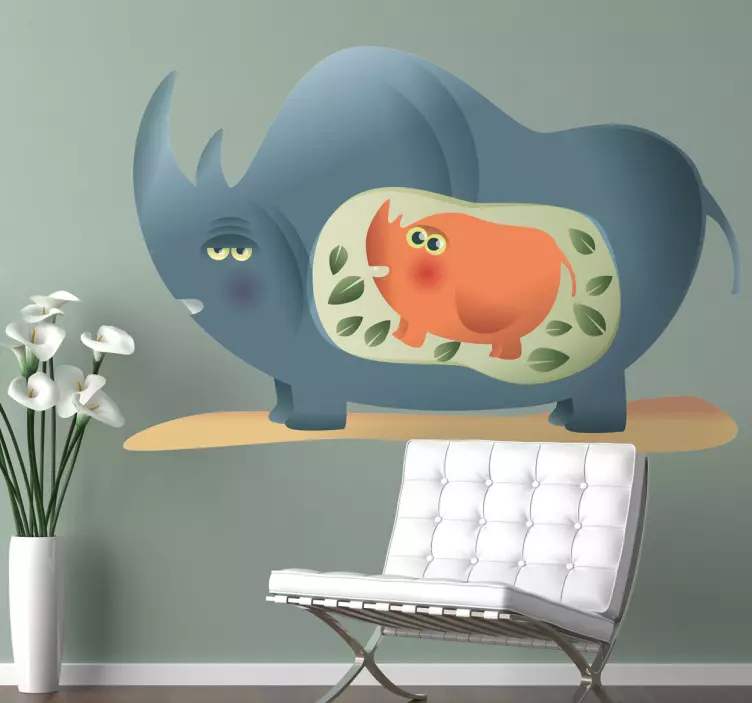 Rhino Mother Wall Sticker - TenStickers