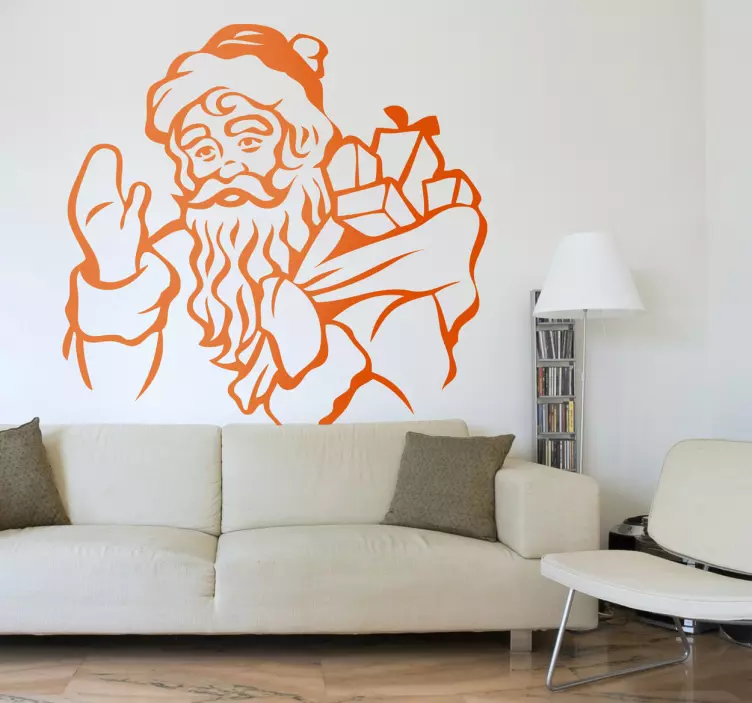 Santa Claus with Sack of Gifts Sticker - TenStickers