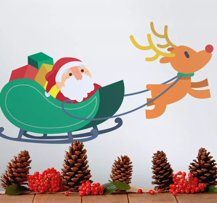 Santa Sleigh Ride holiday sticker - TenStickers