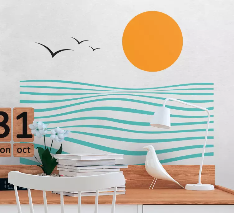 Sea abstract wall art sticker - TenStickers