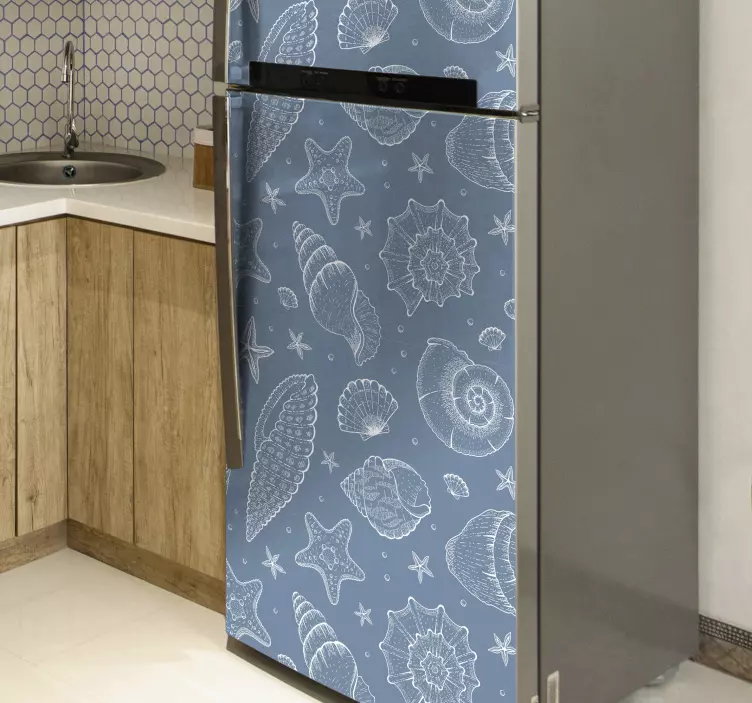 Blue seashell pattern fridge sticker - TenStickers