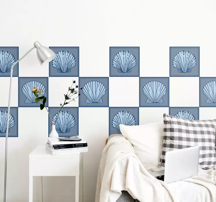 Seashell Blue Tones tile sticker - TenStickers