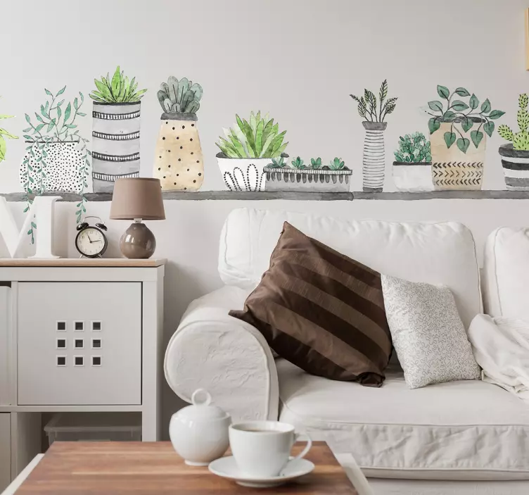 Shelf plants plant wall sticker - TenStickers