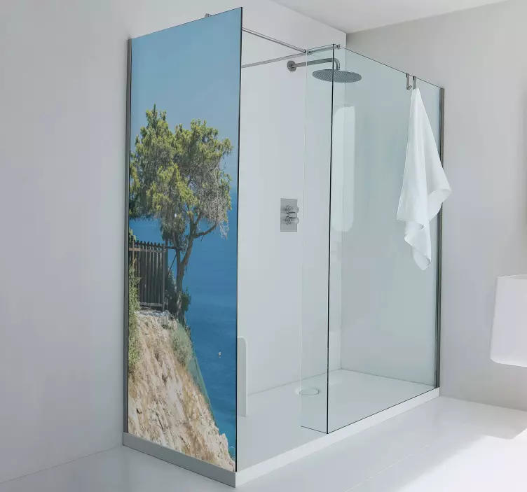 Shower screen sticker scenic ocean view - TenStickers