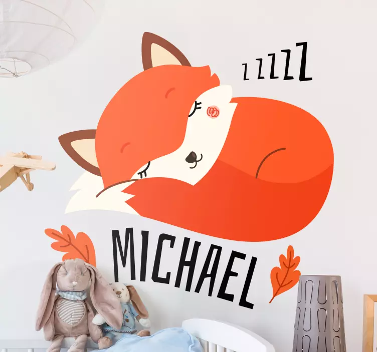 Sleepy fox design wall sticker - TenStickers