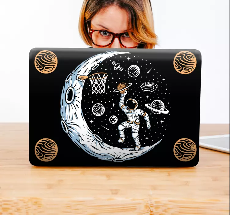 Space Explorer Shooting Hoops laptop skin - TenStickers