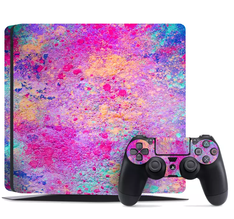 Splash purple and pink PS4 stickers - TenStickers