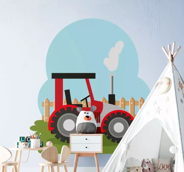Steam tractor on farm toy sticker - TenStickers