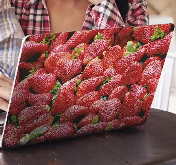 Strawberries field laptop sticker - TenStickers