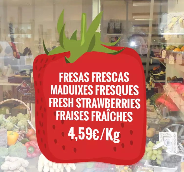 Strawberry Label Customisable Window Sticker - TenStickers