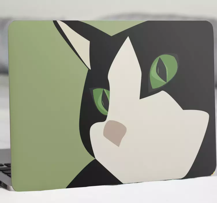 Black and white cat laptop skin - TenStickers