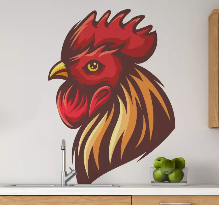 Stylized Rooster Head farm animal wall sticker - TenStickers