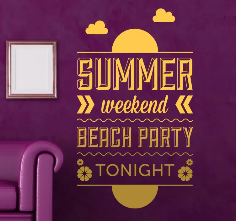 Summer Beach Party Text Sticker - TenStickers