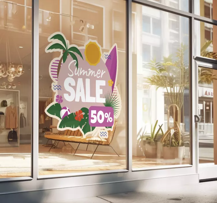 Summer Sale: Colorful Discounts shop window sticker - TenStickers