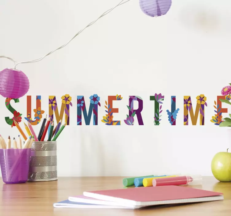 Summertime floral text sticker - TenStickers