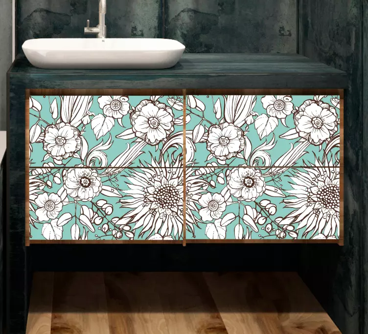 Sunflower pattern furniture decal - TenStickers
