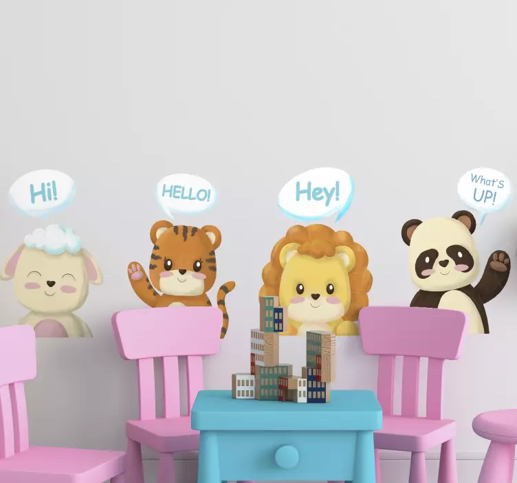 sweet animals with texts Kids Bedroom Sticker - TenStickers
