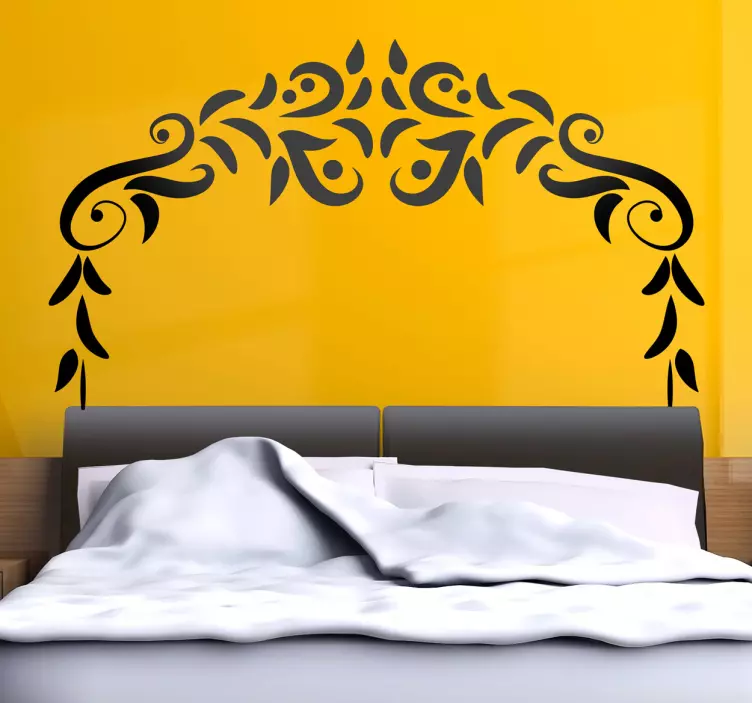 Symmetrical Ornament Headboard Wall Decal - TenStickers