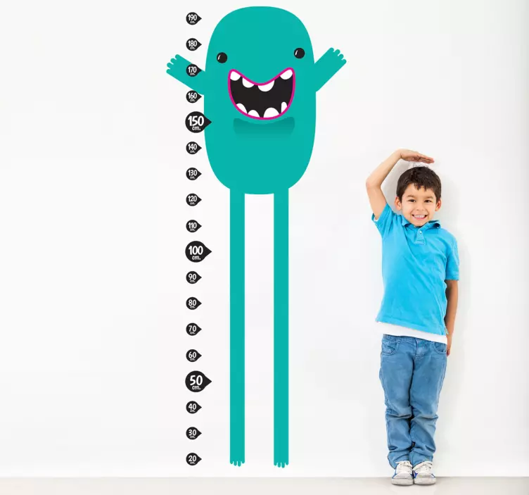 Teal Monster Height Chart Sticker - TenStickers