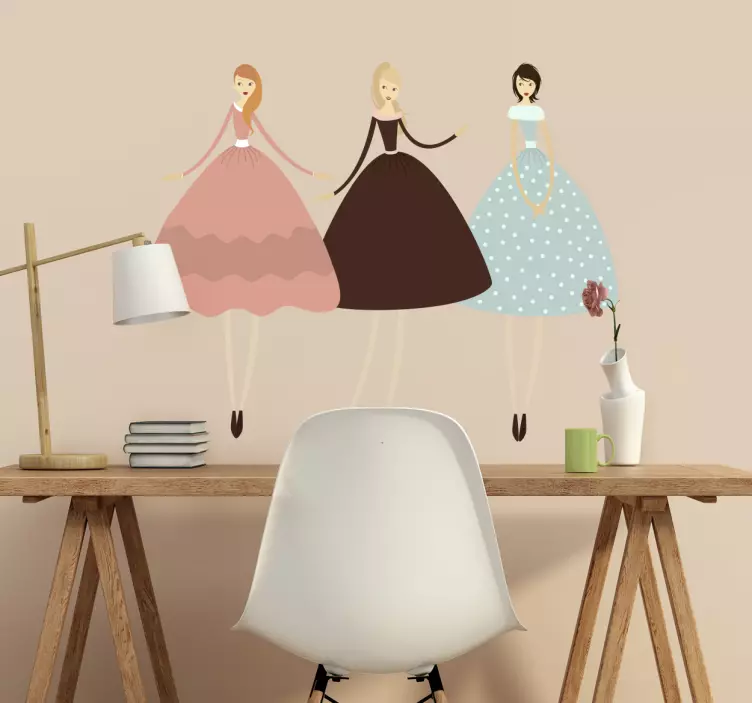 Three Elegant Girls Wall Sticker - TenStickers