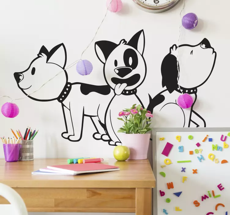 Three equal dogs wall sticker - TenStickers