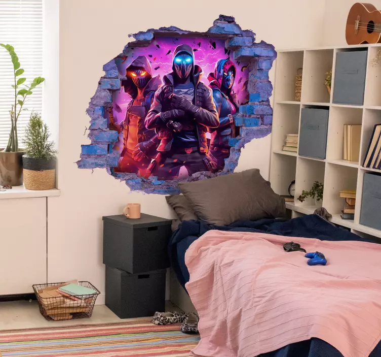 three masked warriors visual effects wall sticker - TenStickers