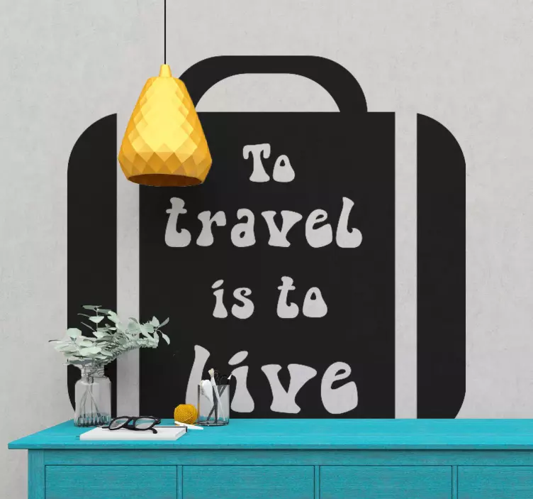 To travel is to live quote text wall sticker - TenStickers