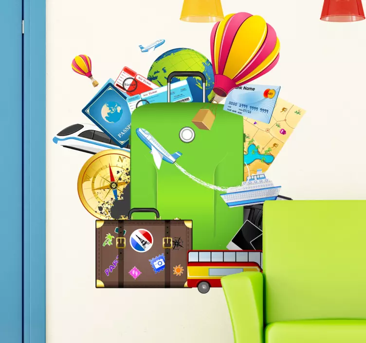 Travel Suit Case Wall Sticker - TenStickers