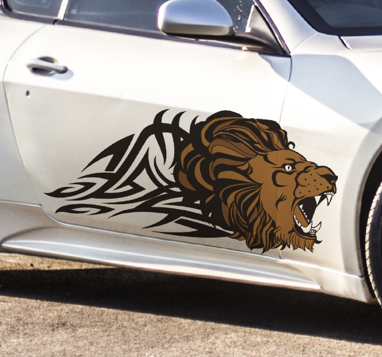 Tribal colorful lion car sticker - TenStickers
