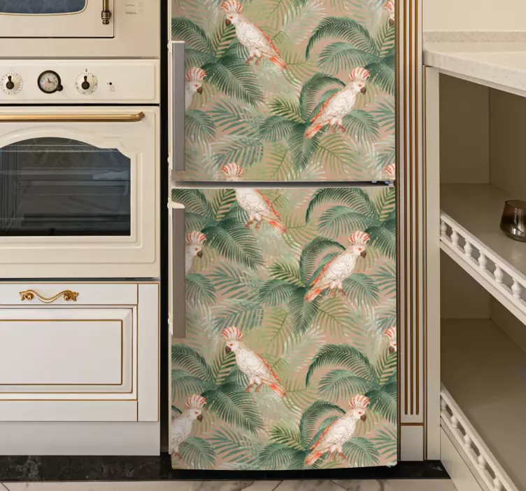 Tropical parrot motif fridge sticker - TenStickers