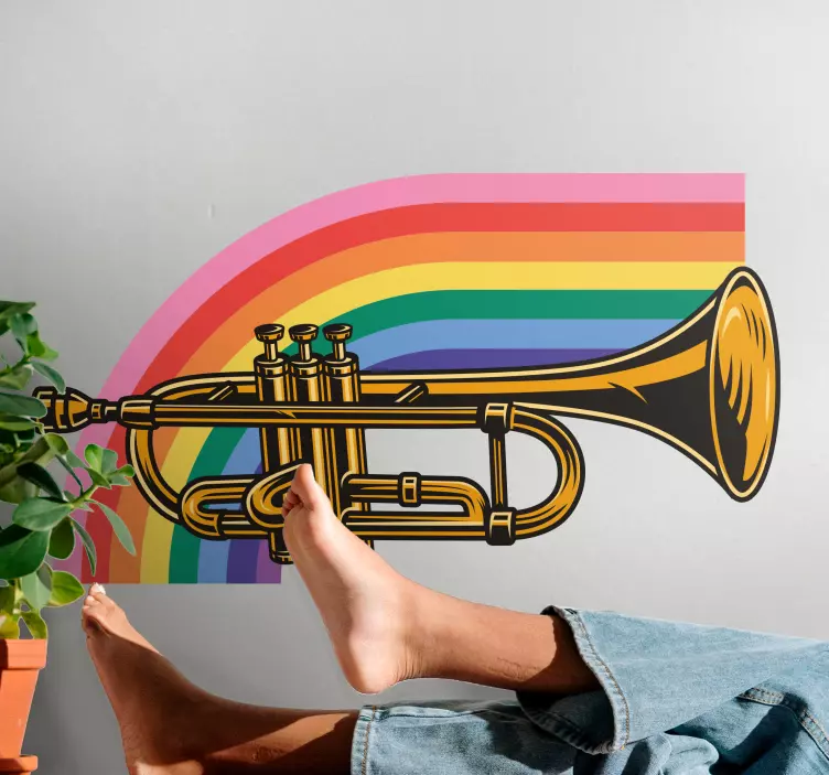 Trumpet with Rainbow music wall sticker - TenStickers