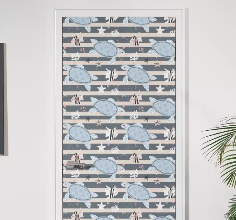 Turtle Pattern Design door sticker - TenStickers