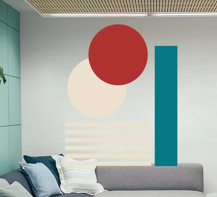 Two circles abstract art wall art sticker - TenStickers
