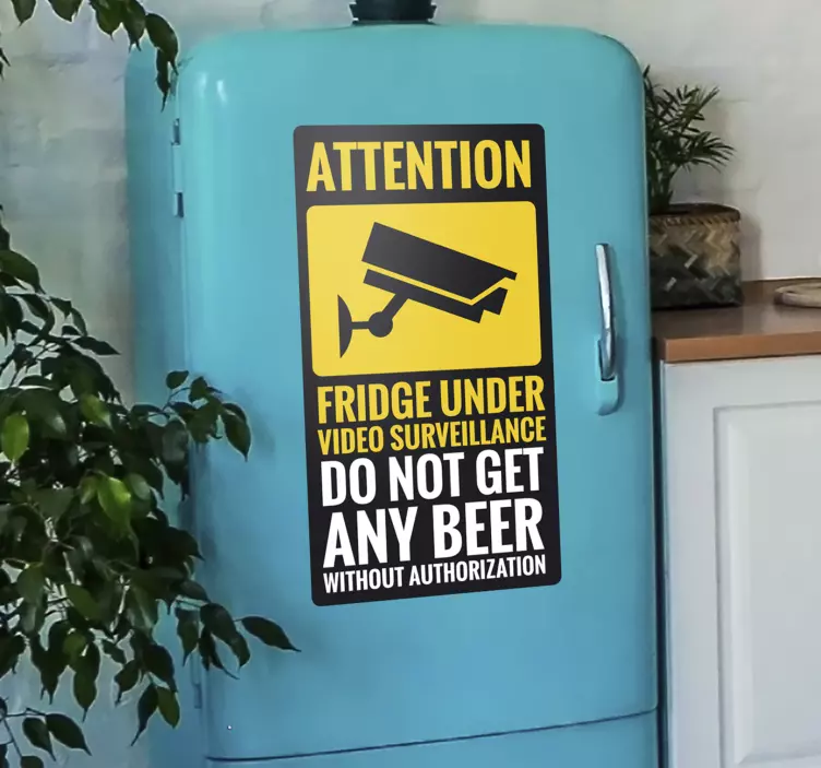 Under video surveillance fridge decal - TenStickers