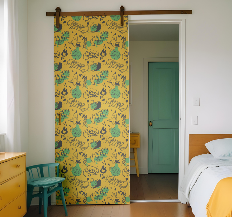 urban pattern door sticker - TenStickers