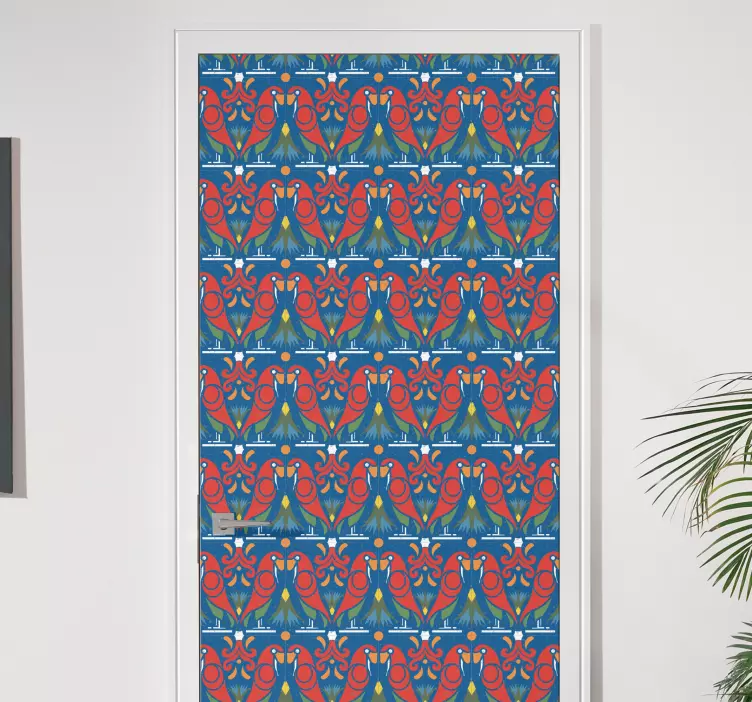 Vibrant Avian Motif door sticker - TenStickers