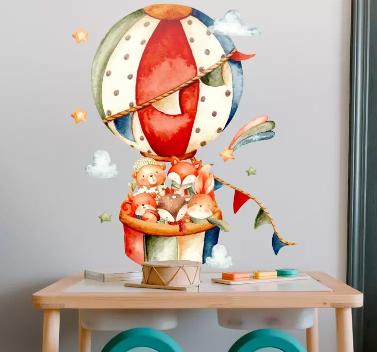 Vibrant Hot Air Balloon wall stickers for kid - TenStickers