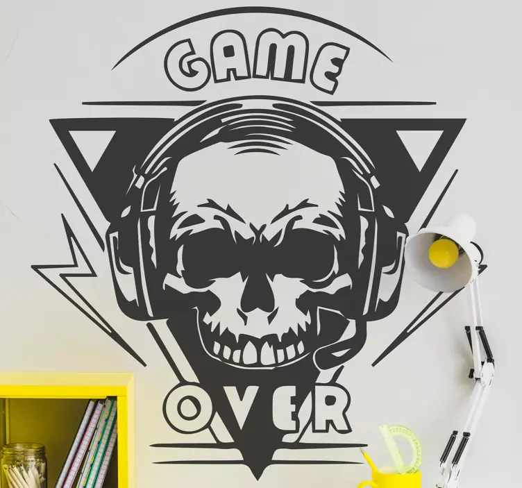 Video game sticker skull headset emblem - TenStickers
