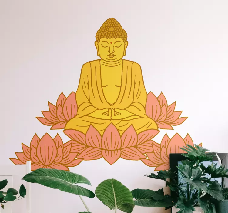 Wall art sticker lotus buddha design - TenStickers