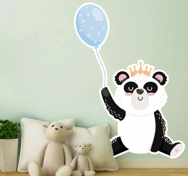 Wall sticker adorable panda balloon - TenStickers