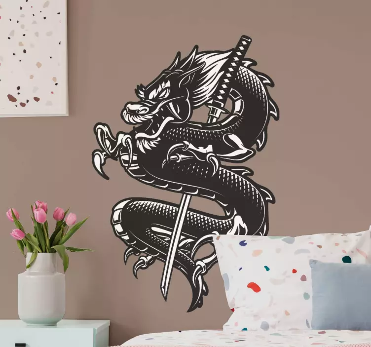 Wall sticker fierce dragon illustration - TenStickers