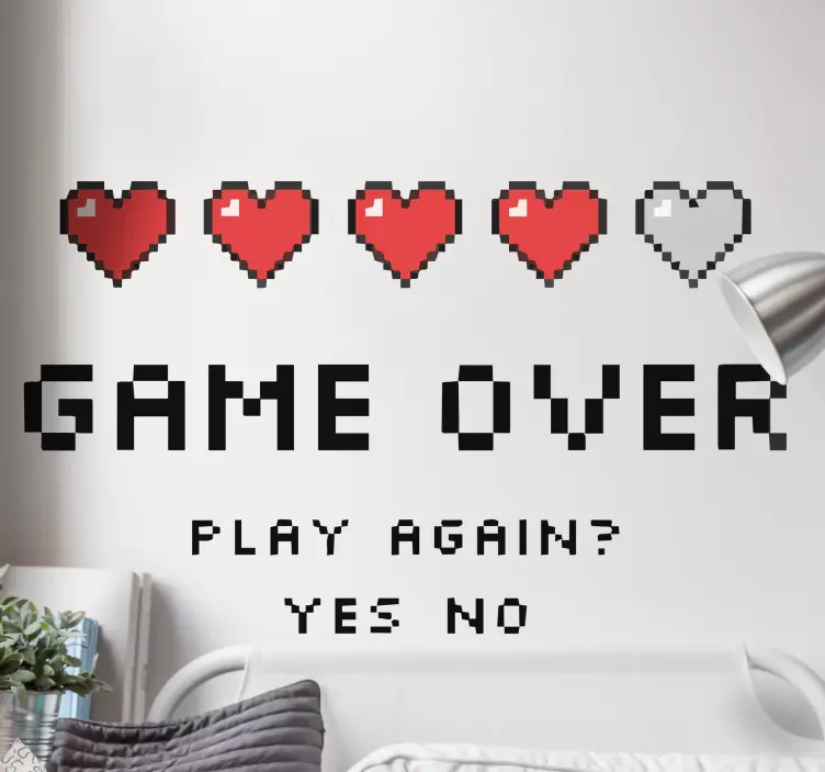 Wall sticker pixel heart monitor - TenStickers