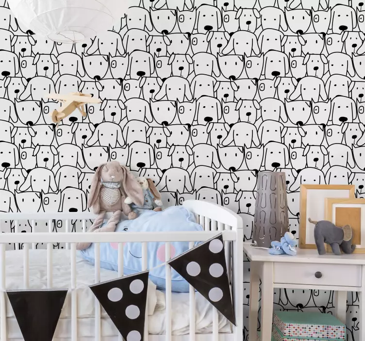 Wall sticker playful dog faces - TenStickers